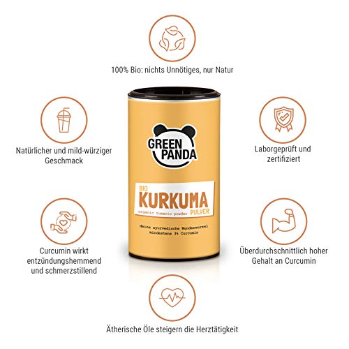 Cúrcuma en polvo orgánica de alta calidad, probada y certificada en laboratorio, cúrcuma orgánica molida extra fine, perfecta para la leche dorada (170 GR)