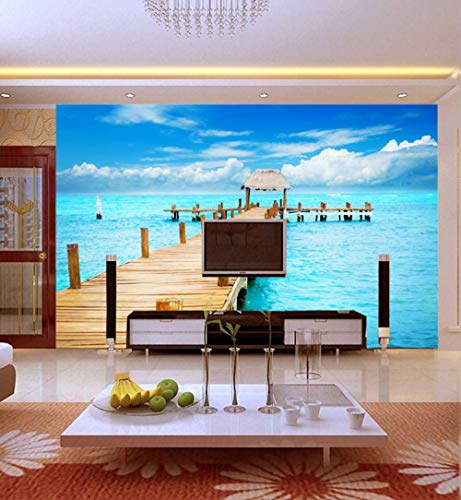 Custom custom blue sky sea mediterranean wallpaper wallpaper tv fondo pared sala de estar sofá dormitorio comedor revestimiento papel pintado a papel pintado pared dormitorio autoadhesivo-350cm×256cm