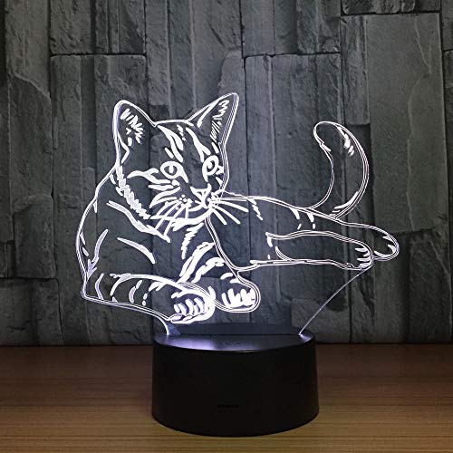 Cute Cat Night Light Touch Switch Animal Light Color Slide Table Lamp decoración del hogar como Juguete de Regalo de cumpleaños para niños
