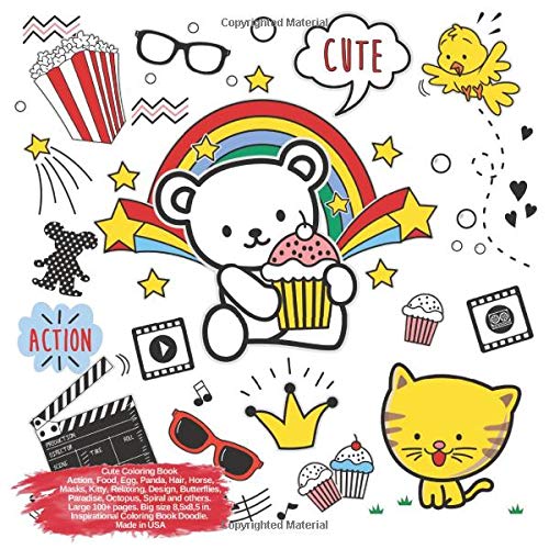 Cute Coloring Book Action, Food, Egg, Panda, Hair, Horse, Masks, Kitty, Relaxing, Design, Butterflies, Paradise, Octopus, Spiral and others. Large ... USA (Coloring Book Action and others Doodle)