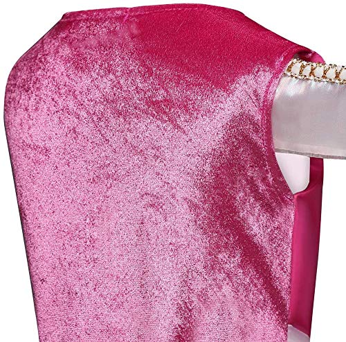 CVERY Aurora Vestido Princesa, Bella Durmiente Disfraz Rosa Disfraz, Halloween Fiesta Disfraz Princesa Vestidos para Niña, Edad 3-10 Años - como Imagen Show, 120cm