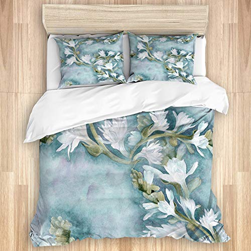 CVSANALA Juego de Ropa de Cama con Funda de edredón, Acuarela, perfumería Medicinal y Plantas cosméticas,con 2 Fundas de Almohada,220x240