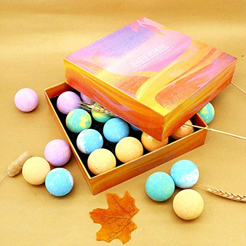 cyberjotting 16 Bombas de baño de Burbujas, Juego de Regalo de Bolas de Bombas de baño de SPA relajantes Hechas a Mano para Mujeres, mamá, niños, Navidad y Aniversarios (1 Juego)
