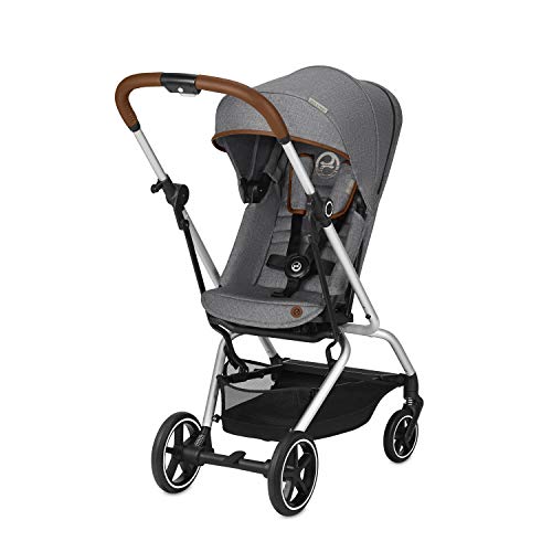 CYBEX Gold - Silla de Paseo Eezy S Twist+, Asiento reversible 360°, Ultracompacta, Ligera, de 0 a 17 kg (4 años aprox), Colección denim, Manhattan Grey