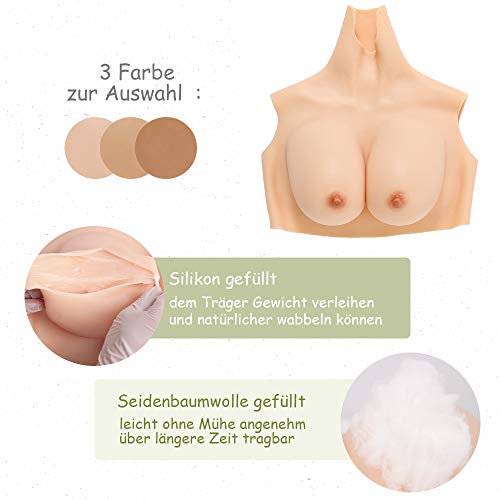 Cyomi, pechos de silicona con vasos capilares reales, transvestidos cruzados, mastectomía drag Queen Cosplay, pechos artificiales para hombres - 4. generación - Copa B hasta G. No.2 Large