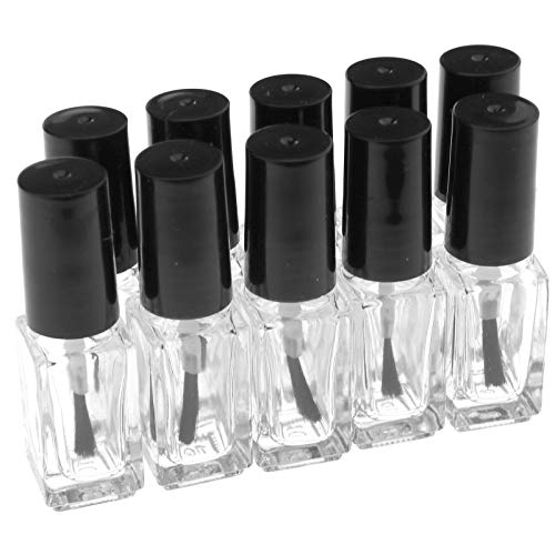 D2D . 10 botes vacíos cuadrados de cristal para esmalte de uñas + agitador bola mezcladora