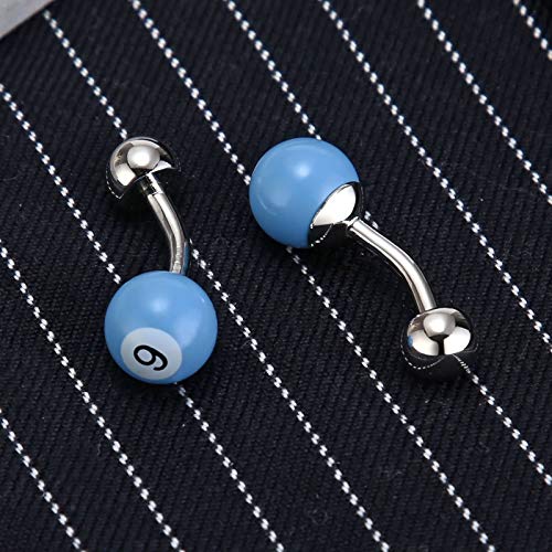 Daesar Gemelos Acero Gemelos Camisa Billar 9 Gemelos de Hombre Azul