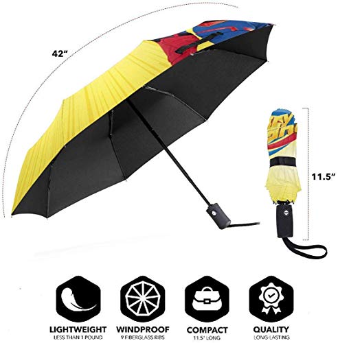Dan-Ger Jaune Hen-ry Parapluie Automatique à Trois Plis Crème Solaire Imperméable Solide Coupe-Vent Parapluies Personnalisés Durables pour Unisexe Garçon Extérieur Extérieur Impression