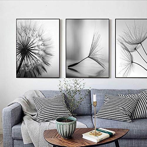 Dandelion Flower Canvas Painting Modern White and White Art Print Picture Home Living Room Abstract Wall Poster 30X40cm