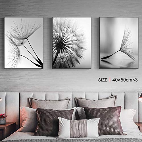 Dandelion Flower Canvas Painting Modern White and White Art Print Picture Home Living Room Abstract Wall Poster 30X40cm
