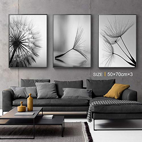 Dandelion Flower Canvas Painting Modern White and White Art Print Picture Home Living Room Abstract Wall Poster 30X40cm