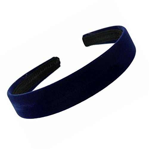 Dark Navy Blue Velvet Feel Alice Hair Band Headband 2.5cm (1) Wide by Pritties Accessories