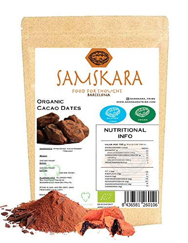 Datiles Deshuesados Ecológica saboreada - Dulce saludable producida en Barcelona por Samskara (Cacao, 1kg)