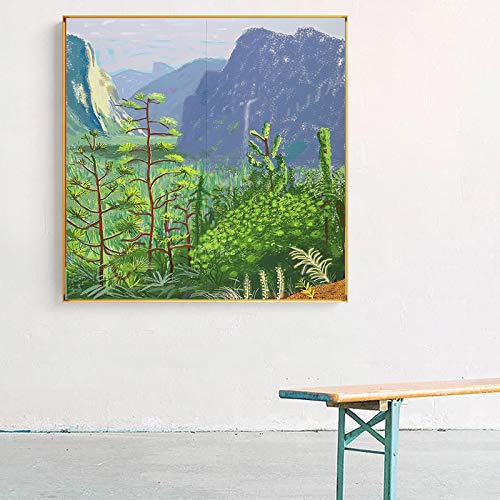 David Hockney Jardin Tropical Mountain River Forest Trees Paisaje Arte de pared moderno Pintura en lienzo Carteles Impresiones Sala de estar Dormitorio Oficina Decoración del hogar