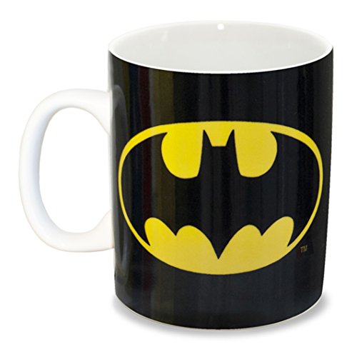 DC Comics - Taza de café (porcelana), diseño de superhéroe GC, diseño de Batman, color negro