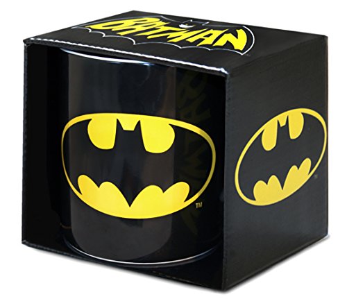 DC Comics - Taza de café (porcelana), diseño de superhéroe GC, diseño de Batman, color negro