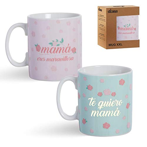 D'CASA Taza Ceramica XXL -600ml Mama Regalo Original para el Dia de la Madre - 1 Unidad aleatoria