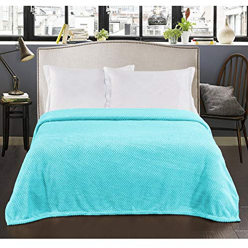 DecoKing - Manta Polar Suave y cálida de Microfibra, Estilo escandinavo, Modelo Henry, poliéster, Turquesa, 70 x 150 cm