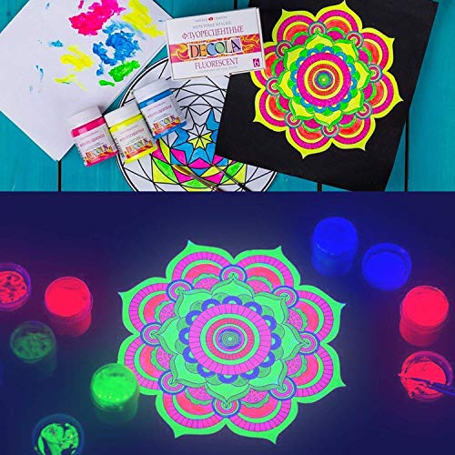 Decola Pinturas Acrilicas Neon | Botes Colores Acrílicos Para Pintar 6 X 20 ml | Pinta Y Decora Sobre Todas Superficies | Hechos En Rusia Por Neva Palette