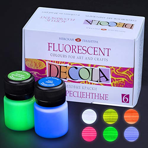 Decola Pinturas Acrilicas Neon | Botes Colores Acrílicos Para Pintar 6 X 20 ml | Pinta Y Decora Sobre Todas Superficies | Hechos En Rusia Por Neva Palette