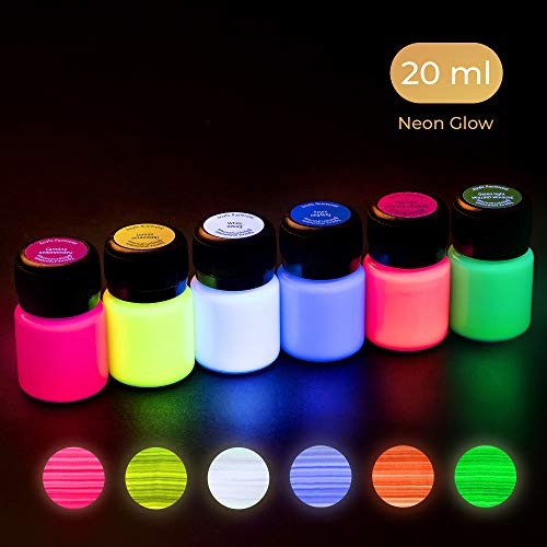 Decola Pinturas Acrilicas Neon | Botes Colores Acrílicos Para Pintar 6 X 20 ml | Pinta Y Decora Sobre Todas Superficies | Hechos En Rusia Por Neva Palette