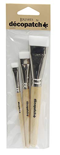 Decopatch - Lote de 3 Pinceles de Nailon, Color marrón