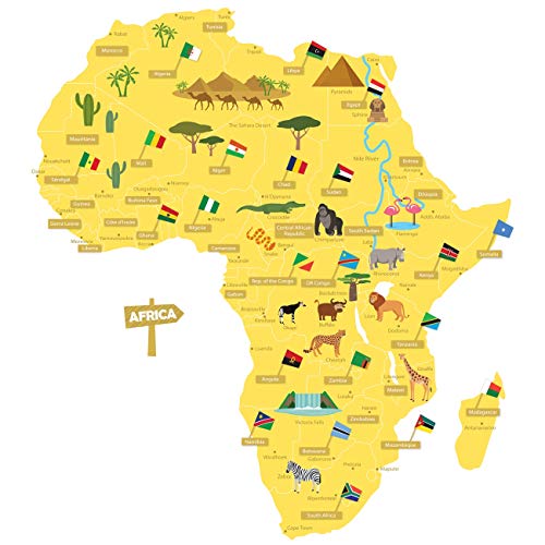 DECOWALL DAT-1306N Mapamundi de Color Peel and Stick Etiqueta de la pared Pegatinas 128.5 x 71.5cm(Grandede) (English Ver.)