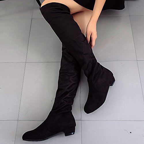 DEELIN Mujeres Botas Invierno LiquidacióN SeñOras Moda Invierno OtoñO Botas Planas Zapatos Alta Pierna Ante Corto Largo Botas