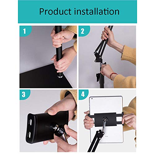 dehong Blanco Aleación De Aluminio Tripode iPad Mini 4,Altura Regulable 70-150cm/27.6-59in Soporte iPad Pro 2018 para iPad Mini, iPad Air Y Todos Los Dispositivos De Tableta De 7-10.5 Pulgadas