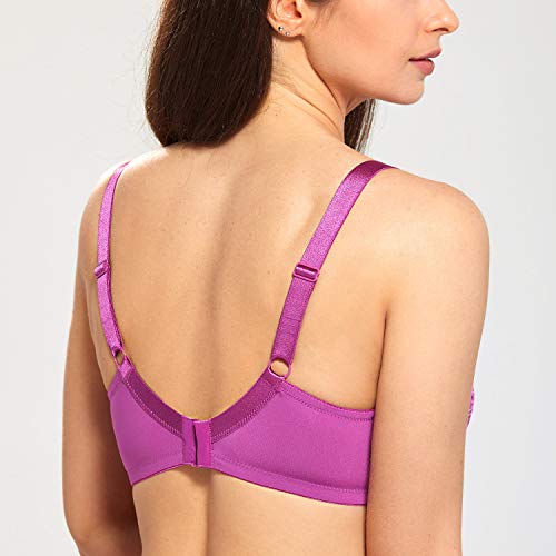 DELIMIRA - Sujetador Copa Completa En Encaje Elástico Floral para Mujer Rojo 90F