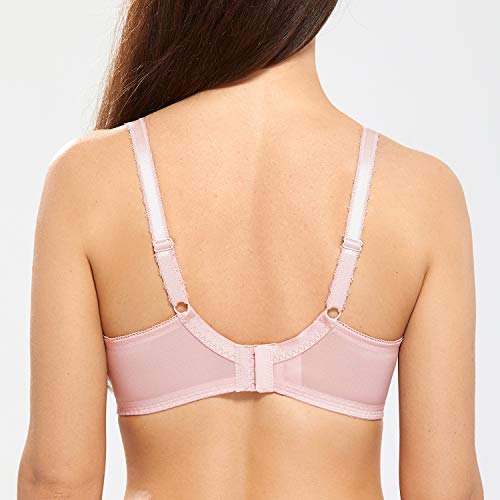 DELIMIRA - Sujetador de Copa Completa con Aros Encaje para Mujer Rosa Desnuda 105F