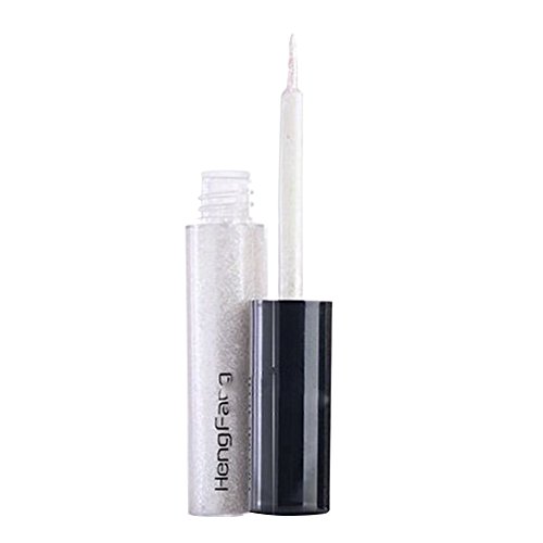 Delineador de ojos líquido con purpurina de 5 ml y con 8 colores para elegir. Delineador de ojos resistente al agua y de larga duración blanco (Silver White)
