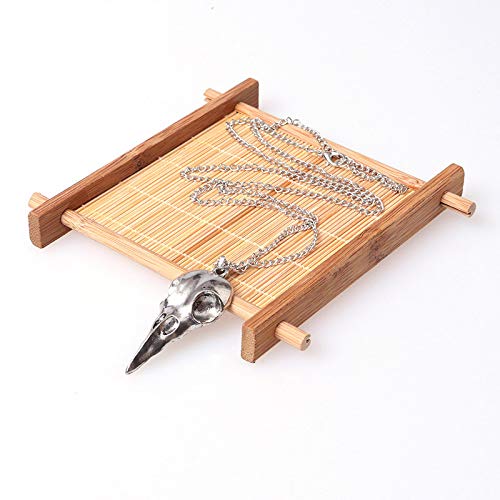 Demarkt Colgante Calavera Cuervo Necklace Carnaval Halloween Disfraces Juguetes Collar Decoraciones Prop Y Cosplay Aleación 60CM 1PCS Plateado