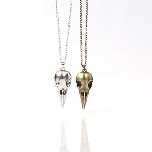 Demarkt Colgante Calavera Cuervo Necklace Carnaval Halloween Disfraces Juguetes Collar Decoraciones Prop Y Cosplay Aleación 60CM 1PCS Plateado