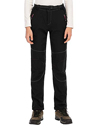 DENGBOSN Pantalones Montaña Mujer Pantalones de Nieve Impermeables Invierno Calentar Pantalones Trekking Escalada Senderismo Acampada,KZ2707W-Black-M