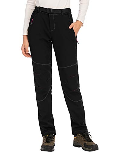 DENGBOSN Pantalones Montaña Mujer Pantalones de Nieve Impermeables Invierno Calentar Pantalones Trekking Escalada Senderismo Acampada,KZ2707W-Black-M