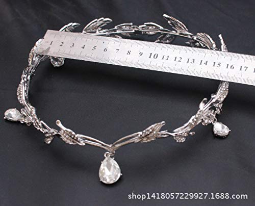 DENGLEI Corona Novia Banquete Frente, Cejas, Taladro De Gota De Agua, Aleación Rhinestone, Coreano Ceja Plateada