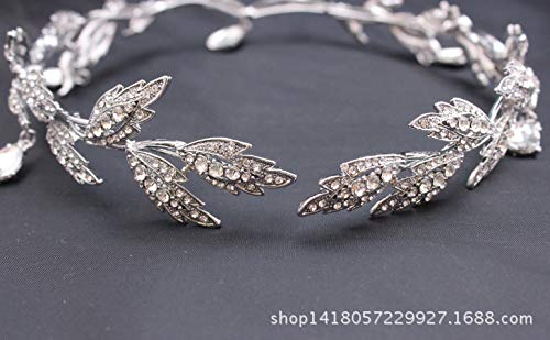 DENGLEI Corona Novia Banquete Frente, Cejas, Taladro De Gota De Agua, Aleación Rhinestone, Coreano Ceja Plateada