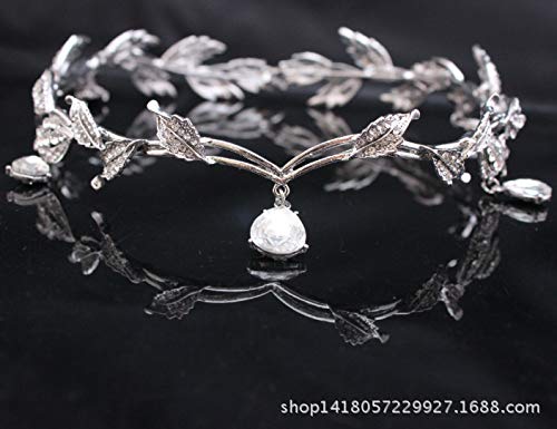 DENGLEI Corona Novia Banquete Frente, Cejas, Taladro De Gota De Agua, Aleación Rhinestone, Coreano Ceja Plateada