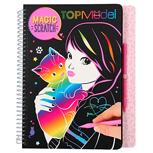 Depesche- Libro para Colorear Magic Scratch, TOPModel Kitty, Aprox. 18,5 x 22 x 2 cm, Color carbón (10795)