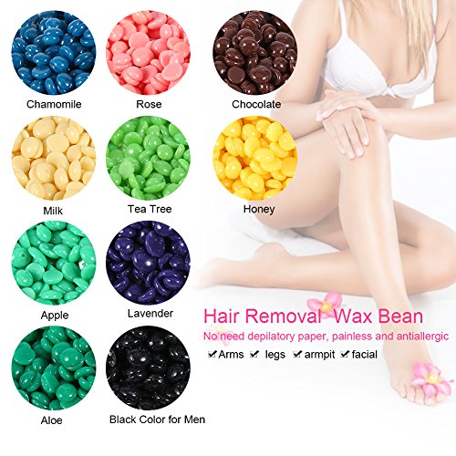 Depilación， 10 tipos 100g/bolsa Depilatory Hard Wax Waxing Bean Arm Body Bikini depilación(Negro)