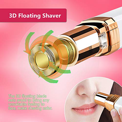 Depiladora Facial Mujer, Depilación Eléctrica sin Dolor, Afeitadora Eléctrica Impermeable para Mejillas, Labios Superiores, Pelusa de Melocotón, Vello de Los Dedos, Bikini, Brazos (blanco)