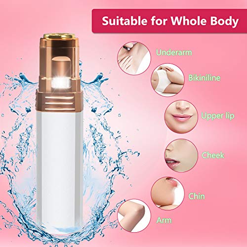 Depiladora Facial Mujer, Depilación Eléctrica sin Dolor, Afeitadora Eléctrica Impermeable para Mejillas, Labios Superiores, Pelusa de Melocotón, Vello de Los Dedos, Bikini, Brazos (blanco)