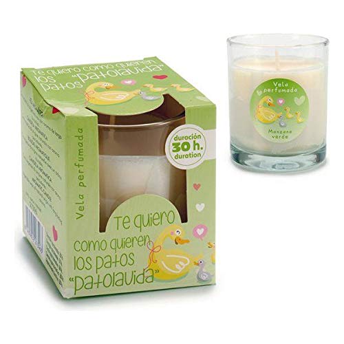 Desconocido Vela Vaso Cristal 30h Manzana vede-con Frase-7 x 7 x 8,5 cm.- 1unidad con cajita