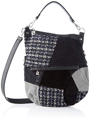Desigual Bag Liberté Patch Folded, Bolso para Mujer, Negro (Negro), 35.5 x 3 x 31 cm (B x H x T)
