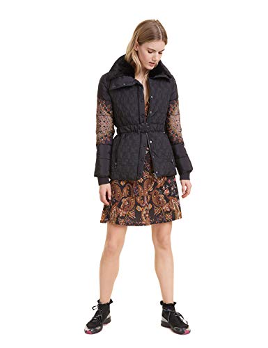 Desigual Coat AGGU Abrigo, Negro (Negro 2000), 46 para Mujer