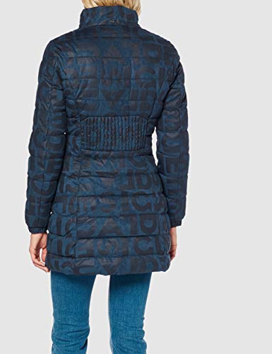 Desigual Coat Letras Abrigo, Azul (Navy 5000), Talla Del Fabricante: 42 para Mujer