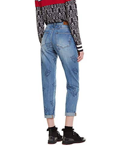 Desigual Trousers Robots Vaqueros Boyfriend, Azul (Denim Medium Wash 5053), 27 para Mujer