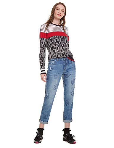 Desigual Trousers Robots Vaqueros Boyfriend, Azul (Denim Medium Wash 5053), 27 para Mujer
