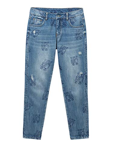 Desigual Trousers Robots Vaqueros Boyfriend, Azul (Denim Medium Wash 5053), 27 para Mujer